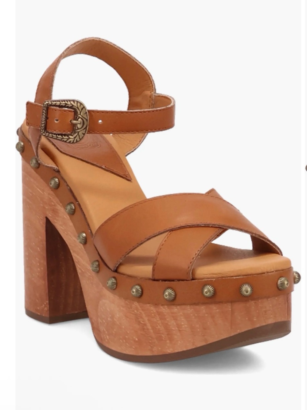 Dingo Lotus Ankle Strap Platform Sandal Tan Size 9 M $139